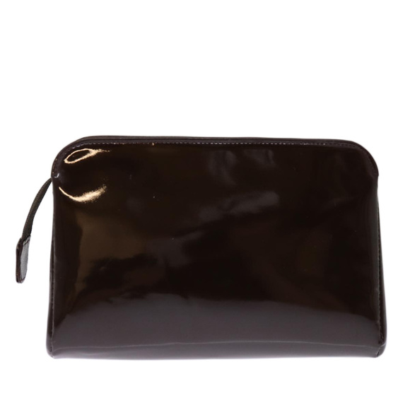 CHANEL Pouch Patent leather Brown CC Auth 74604 - Picture 2 of 16